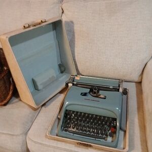 Vintage Blue Typewriter with Case